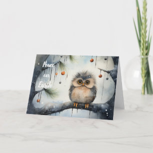 Tarjeta de Navidades de búho caprichosos