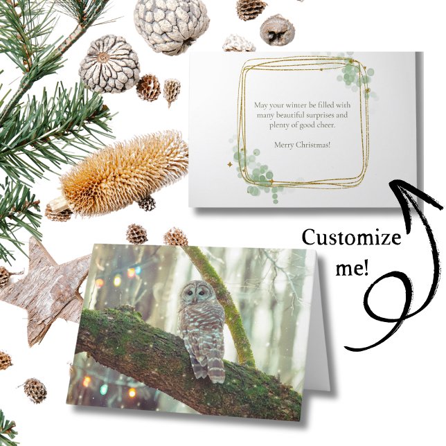 Tarjeta de Navidades de búho con luces de vacacion (Subido por el creador)