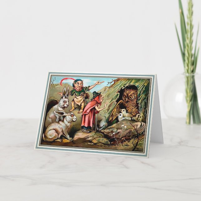 Tarjeta de Navidades de búho de Victoria (Anverso)