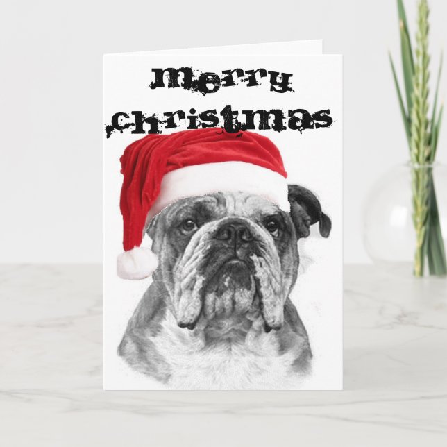 Tarjeta de Navidades de bulldog (Anverso)