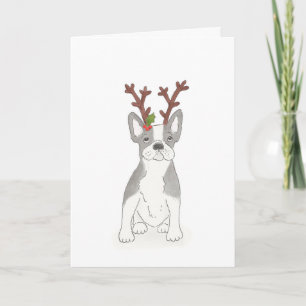 Tarjeta de Navidades de bulldog de Francia