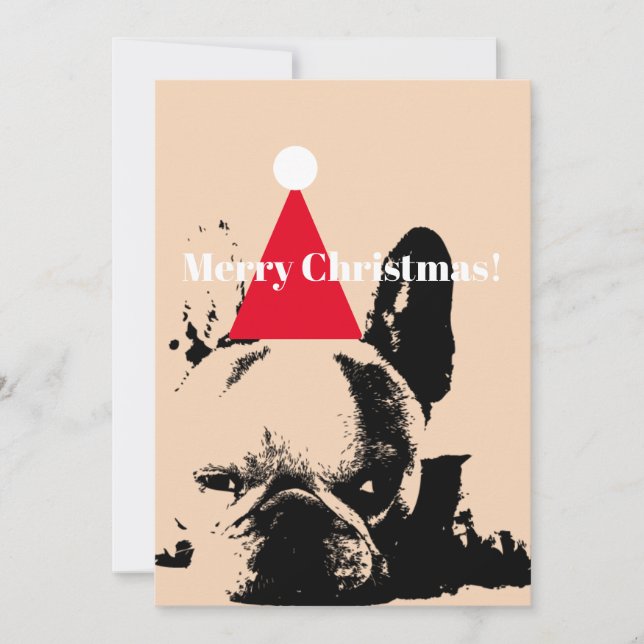 Tarjeta de Navidades de bulldog de Francia (Anverso)