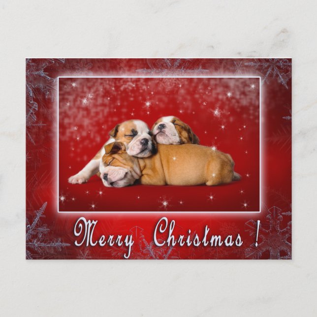 Tarjeta de Navidades de Bulldog en inglés (Anverso)