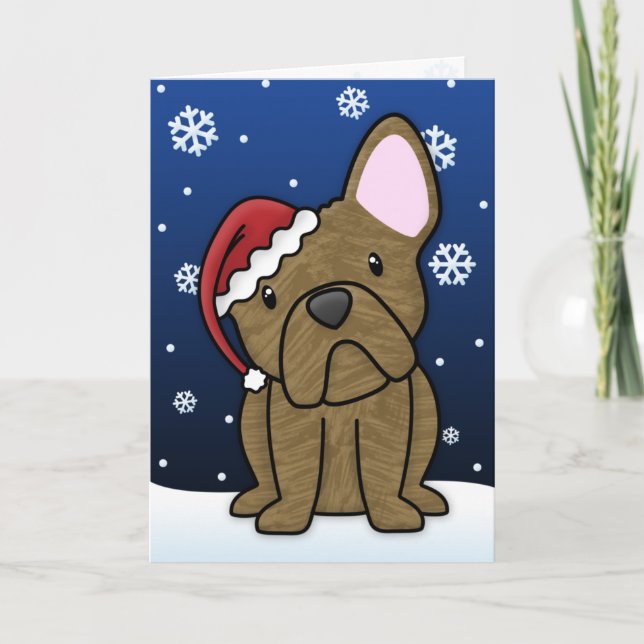 Tarjeta de Navidades de Bulldog francés Kawaii (Br (Anverso)