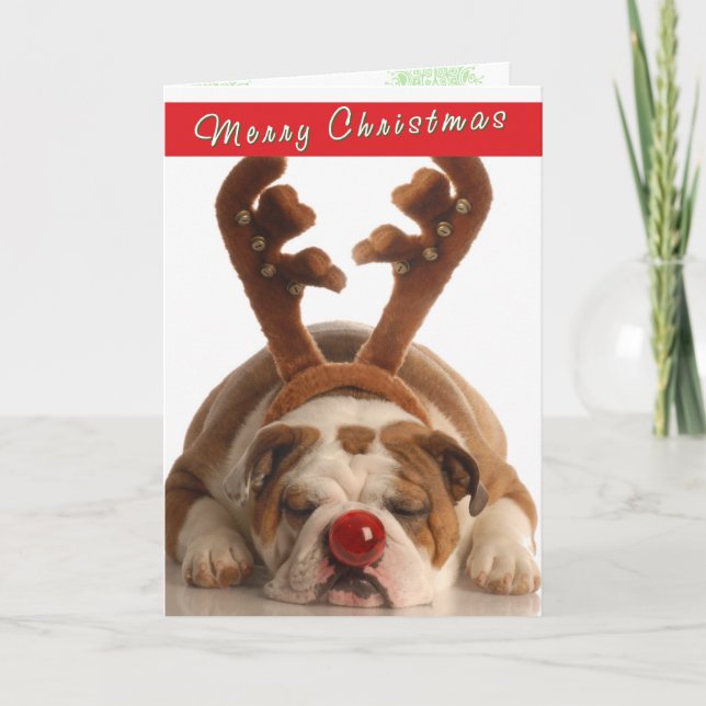 Tarjeta de Navidades de Bulldog mate (Anverso)