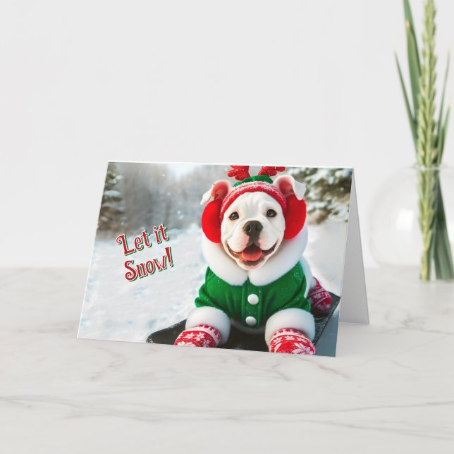 Tarjeta de Navidades de Bulldog norteamericano con (Anverso)