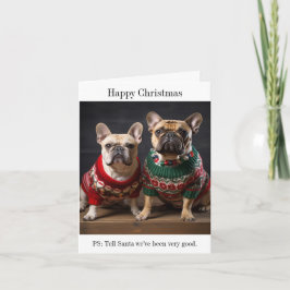 Tarjeta de Navidades de Bulldoges franceses