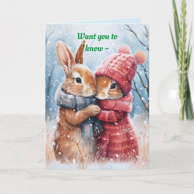 TARJETA DE NAVIDADES DE BUNNIES DE BÚSQUEDA PARA C (Anverso)