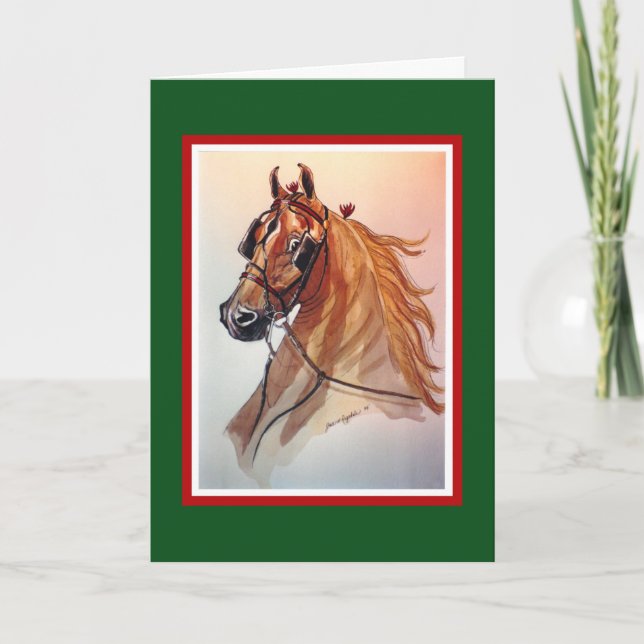 Tarjeta de Navidades de caballos con ruedas (Anverso)