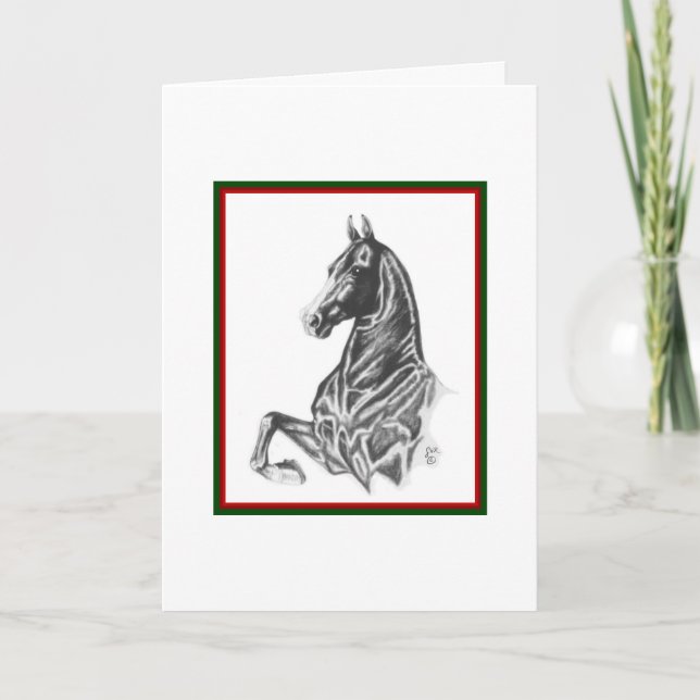 Tarjeta de Navidades de caballos con ruedas (Anverso)