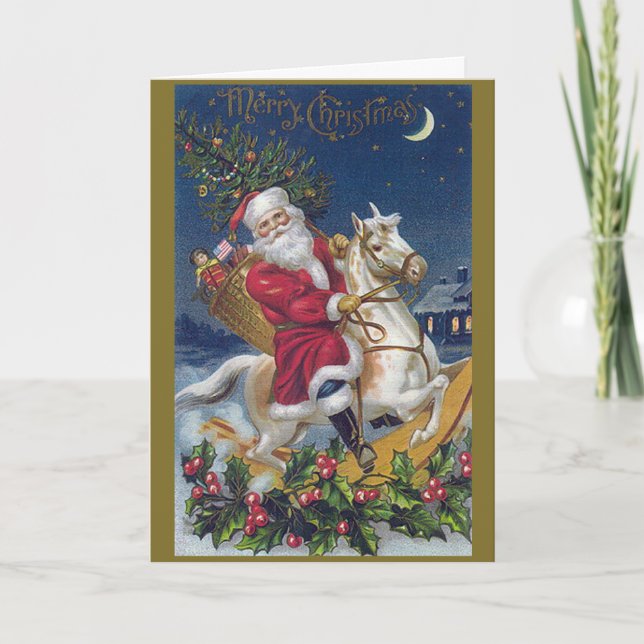 Tarjeta de Navidades de caballos de Santa Rockefel (Anverso)