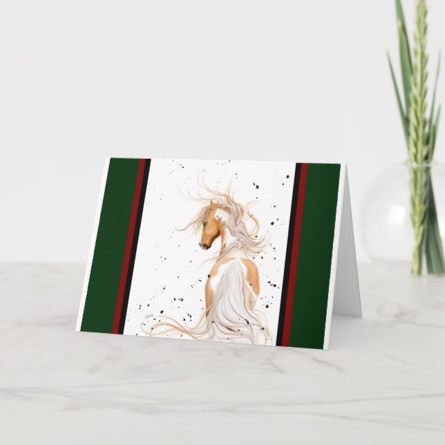 Tarjeta de Navidades de caballos Palomino de Bihrl (Anverso)