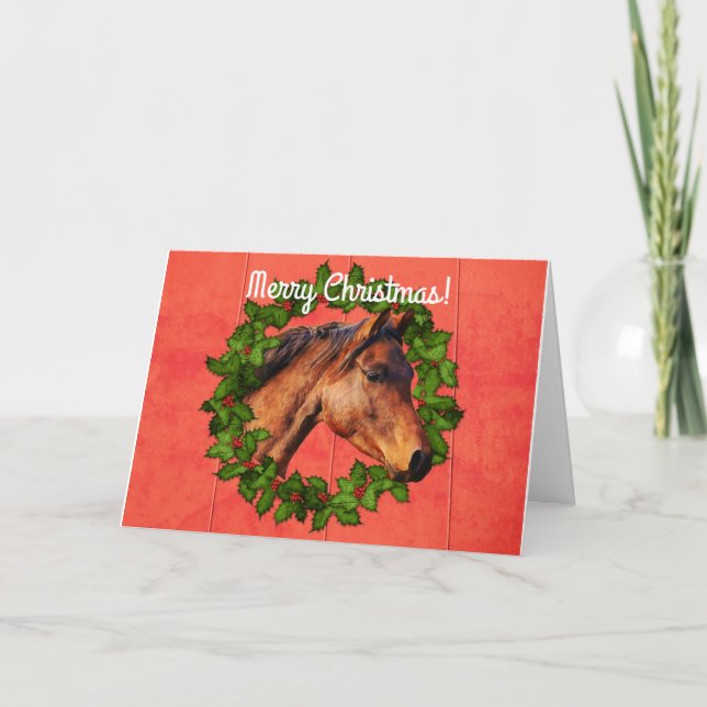Tarjeta de Navidades de Caballos y Guirnaldas de B (Anverso)