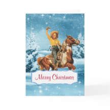 Tarjeta de Navidades de caballos y vacas de invier