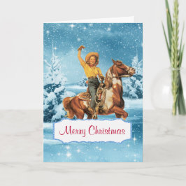 Tarjeta de Navidades de caballos y vacas de invier