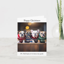 Tarjeta de Navidades de Cachorros de Bulldog ingle