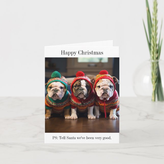 Tarjeta de Navidades de Cachorros de Bulldog ingle (Anverso)