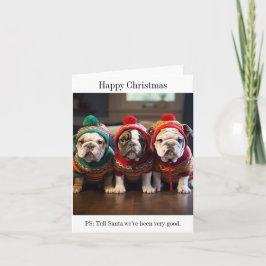Tarjeta de Navidades de Cachorros de Bulldog ingle