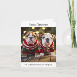 Tarjeta de Navidades de Cachorros de Bulldog ingle