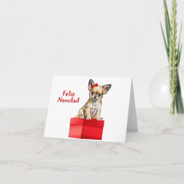 Tarjeta de Navidades de cachorros de Chihuahua (Anverso)