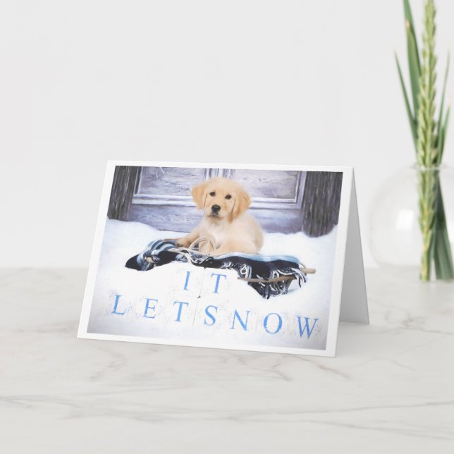 Tarjeta de Navidades de Cachorros de Golden Retrie (Anverso)
