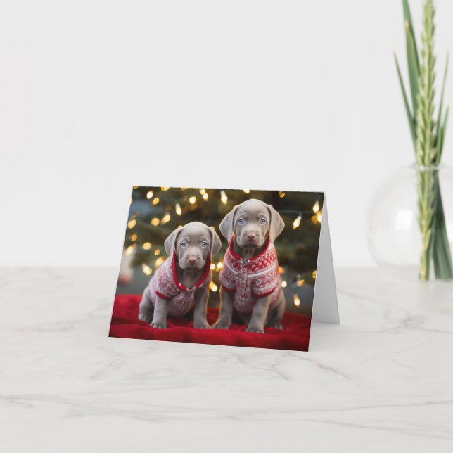 Tarjeta de Navidades de Cachorros de Labrador Plat (Anverso)