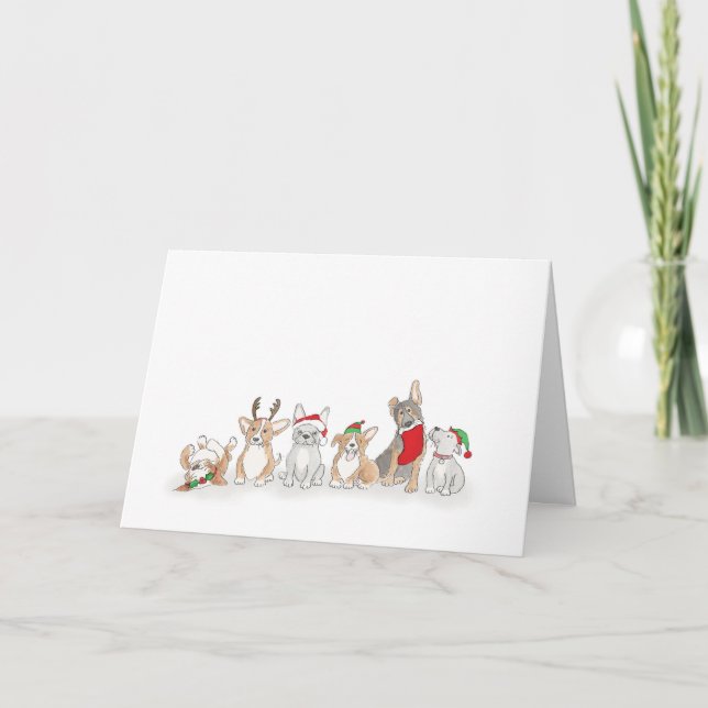 Tarjeta de Navidades de cachorros de pelo (Anverso)