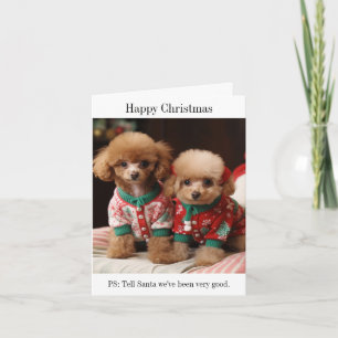 Tarjeta de Navidades de cachorros de perro caniche