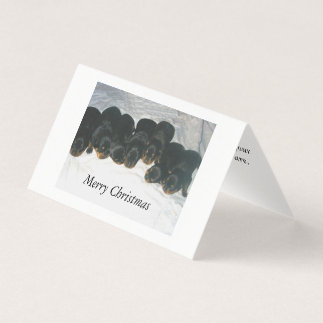 Tarjeta de Navidades de cachorros de Rottweiler (Anverso)