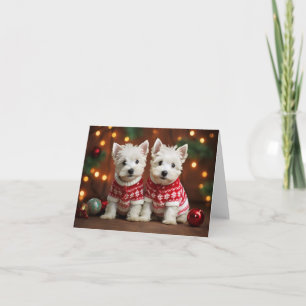 Tarjeta de Navidades de cachorros de West Highland