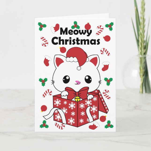 Tarjeta de Navidades de cajas de regalo para gato (Anverso)