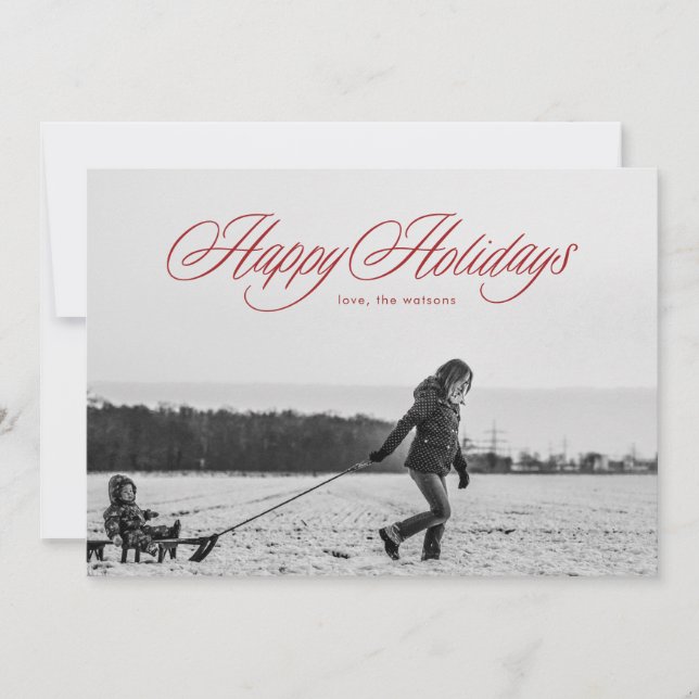 Tarjeta de Navidades de caligrafía de vacaciones R (Anverso)