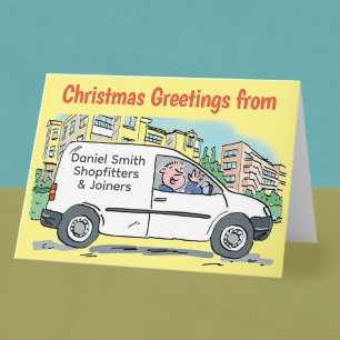 Tarjeta de Navidades de camioneta blanca para comp