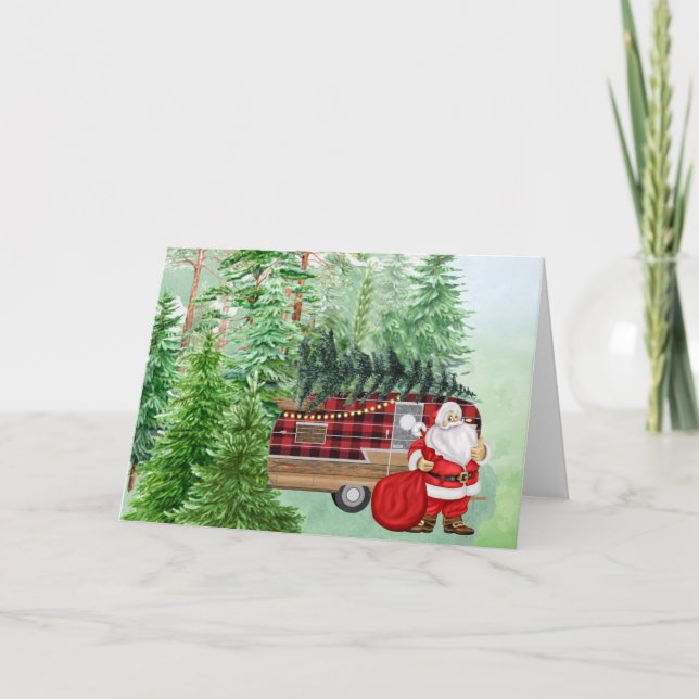Tarjeta de Navidades de camping Santa (Anverso)