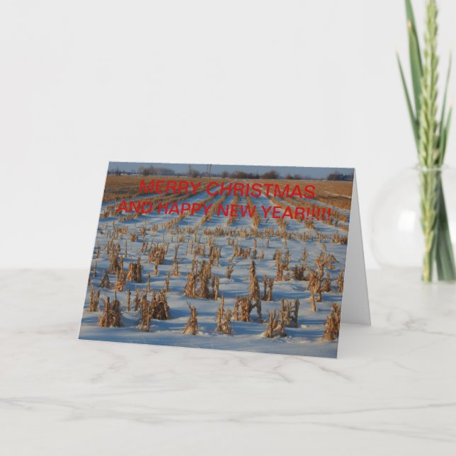 TARJETA de Navidades de Campo con trozos de maíz c (Anverso)