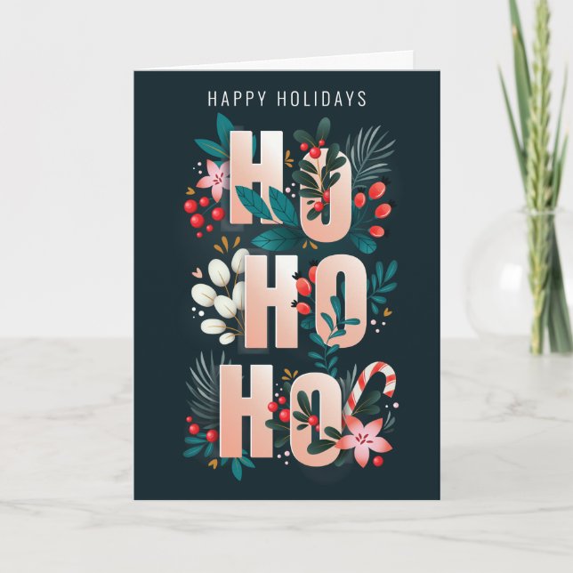 Tarjeta de Navidades de Candy Cane de HoHo Holly B (Anverso)