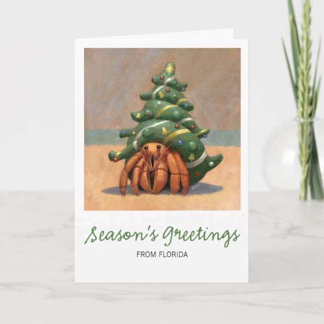 Tarjeta de Navidades de cangrejo ermitaño (Anverso)