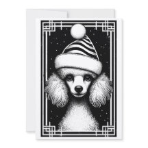 Tarjeta de Navidades de caniche de inspiración rús