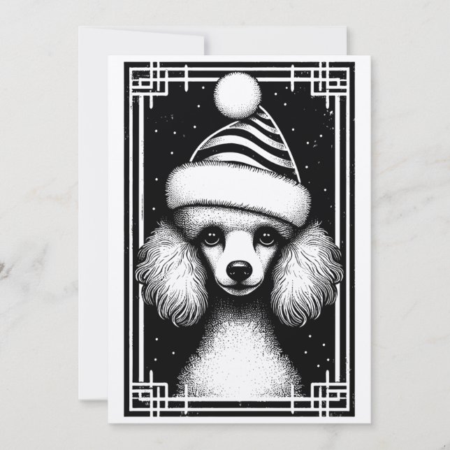 Tarjeta de Navidades de caniche de inspiración rús (Anverso)