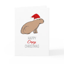 Tarjeta de Navidades de capibara Cute Retro