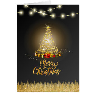 Tarjeta de Navidades de categoría negra - plegable