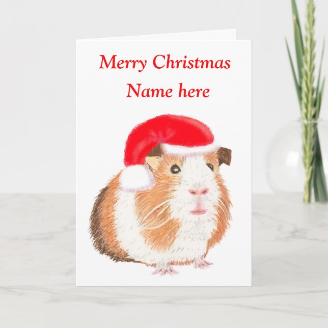 Tarjeta de Navidades de cerdo guineano, personaliz (Anverso)