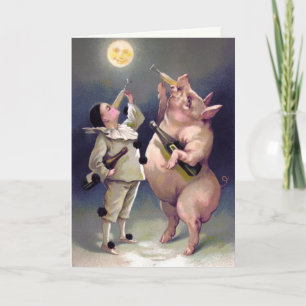 Tarjeta de Navidades de cerdo para consumo de vint