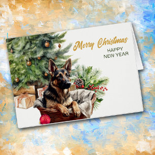 Tarjeta de Navidades de cesta de mimbre de pastore