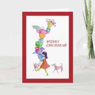 Tarjeta de Navidades de Chicas de regalo