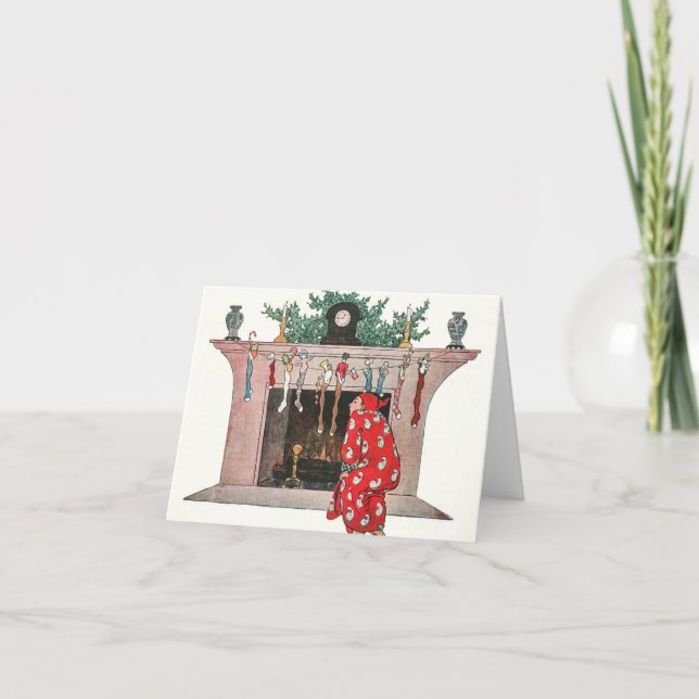 Tarjeta de Navidades de chimenea de chimenea de ép (Anverso)