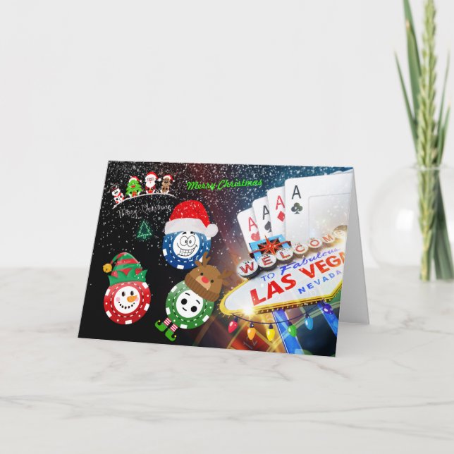 Tarjeta de Navidades de Chips de Las Vegas Poker (Anverso)