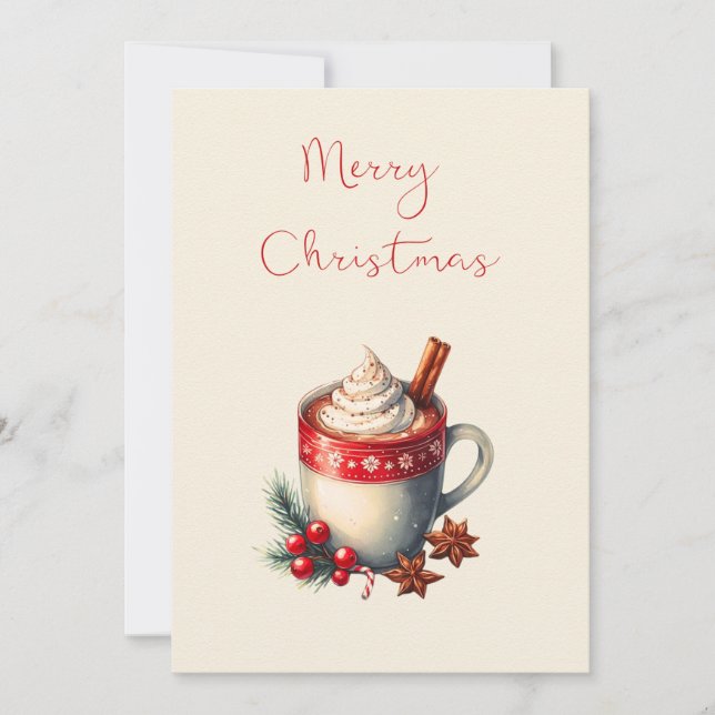 Tarjeta de Navidades de chocolate caliente (Anverso)