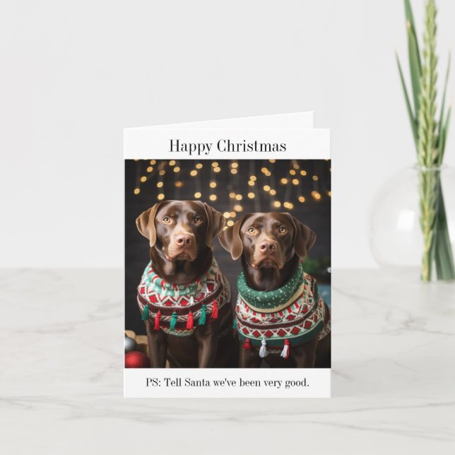 Tarjeta de Navidades de chocolates Labradors (Anverso)