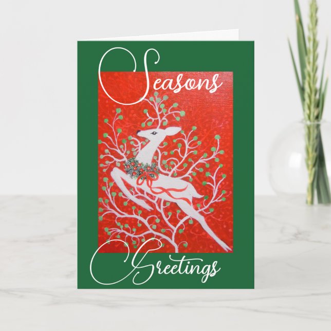 Tarjeta de Navidades de ciervos Art Deco (Anverso)